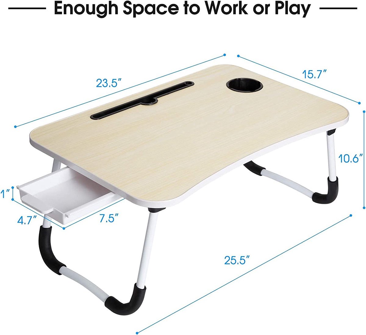 Borvat®, table de chevet, bureau d'ordinateur portable, Grande table de  lit pliante