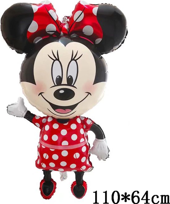 XL Minnie Mouse Ballon - Heliumballon / Folieballon - Extra groot - Mickey & Minnie Mouse - Themafeest Disney - Kinderverjaardag / Verjaardag Versiering - Minnie Mouse Ballon - XXL Ballon - 112cm hoog - Grote MinnieMouse Ballon