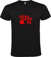 Zwart T-Shirt met “ Relax Mode On “ afbeelding Rood Size XXXXXL