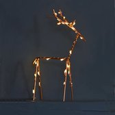 Hertje - Deer - Draadstaal - Koperkleur - 30 LED lampjes - H 20 cm - Met ingebouwde timer
