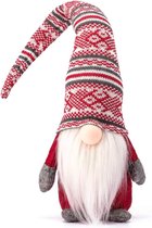 FLOOQ Gnoom Rood Met Patroon - Kerstbeelden & Figuren - Kerst Kabouter - Kerstdecoratie voor binnen - Kerstboomversiering - Gnomes - 1 stuk