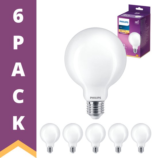 Hou op Pence verontreiniging Philips grote LED lamp E27 - Mat - 8 cm - Warm wit licht - 4.5-40W - 6PACK  | bol.com