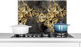 Spatscherm keuken 60x40 cm - Kookplaat achterwand Marmer - Goud - Roos - Patronen - Muurbeschermer - Spatwand fornuis - Hoogwaardig aluminium