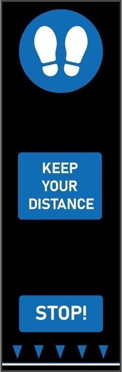 Social Distancing Vloermat 200x65cm 'Keep Your Distance' Blauw - Voetafdruk FN373