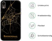 Geschikt voor iPhone XR hoesje - Roosendaal - Plattegrond - Goud - Zwart - Siliconen Telefoonhoesje - Stadskaart
