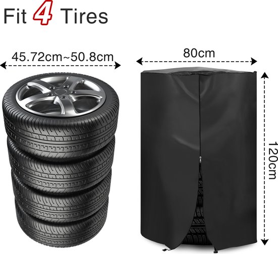 QLS Reservewielhoes – 4XL, Diameter 75 Cm, Hoogte 26 Cm, Geschikt Voor Banden Van 17 Tot 20 Inch, Met Ritssluiting En Handgreep