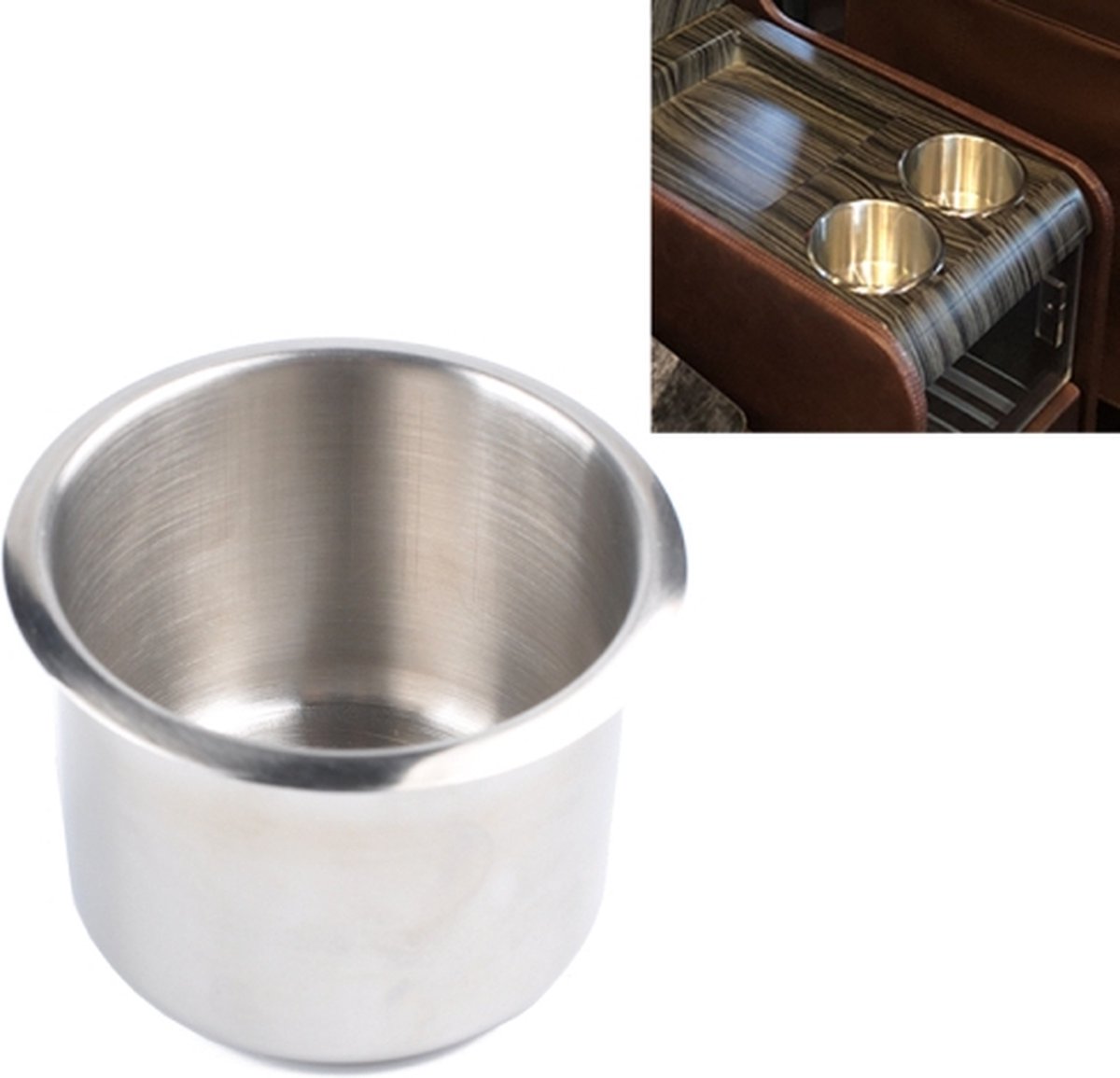 Roestvrijstalen drop-in bekerhouder Tafel bekerhouder voor RV Car Truck Camper, afmeting: 6.8 x 5.6cm