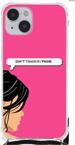 GSM Hoesje Geschikt voor iPhone 14 Plus Cover Case met transparante rand Woman Don't Touch My Phone