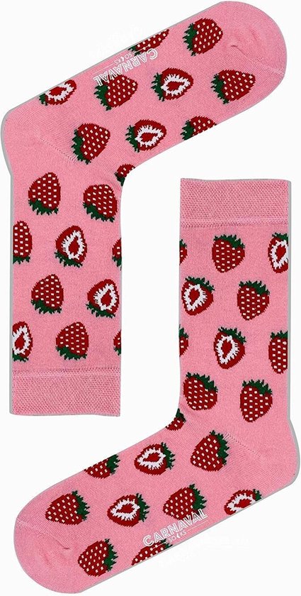 Sokken - Socks - Katoen - Vrolijk Sokken - Verjaardag Cadeau - Christmas Gift - Kerstcadeau - Maat 37-44 - Aardbei