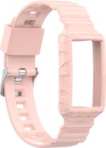 Voor Fitbit Charge 4 Silicone One Body Armor horlogeband (roze)