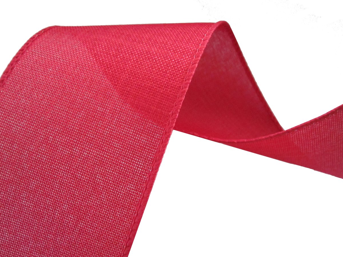 Ruban De Jute De Noël Avec Fil De Fer - 6,4 Cm De Large - Rouge - 10 M