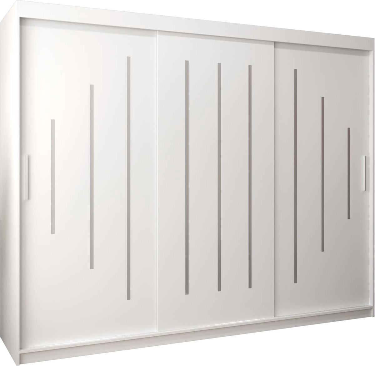 InspireME Kledingkast met 3 schuifdeuren, Modern-stijl, Een kledingkast met planken (BxHxD): 250x200x62 - MALTESE 250 Wit Mat met 4 lades