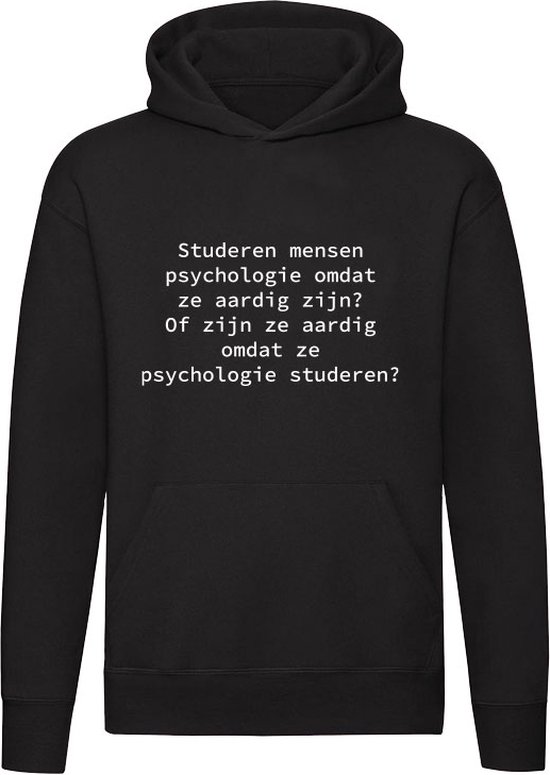 Foto: Psychologie studeren hoodie studie werk mensenkennis gedrag psycholoog unisex trui sweater capuchon zwart