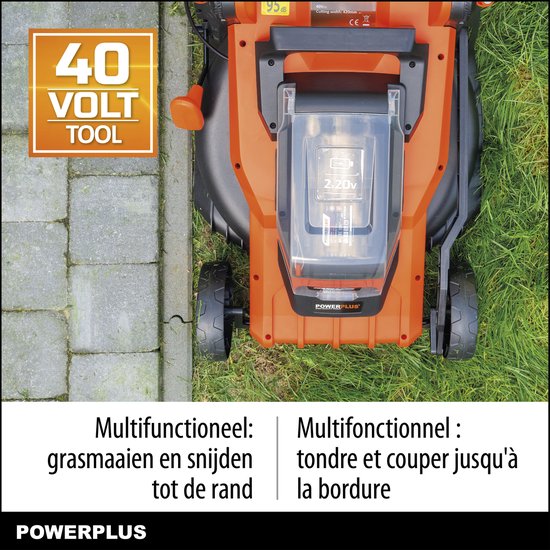 Dual Power Accu-grasmaaier POWDPG75610 - 40 V, 420 mm Ø grasmaaier, zonder accu en lader, met grasopvangbak en achteruitworp van Powerplus — afbeelding 2