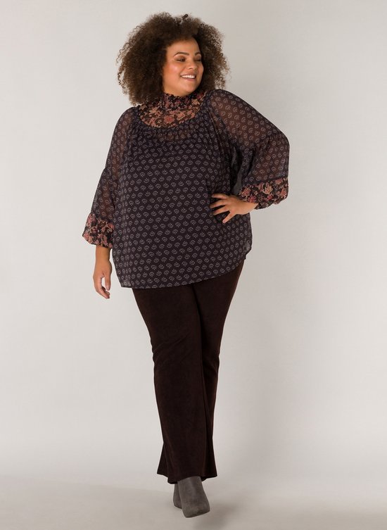 YESTA Djaira Blouse - Black/Multi-Colour - maat X-0(44)