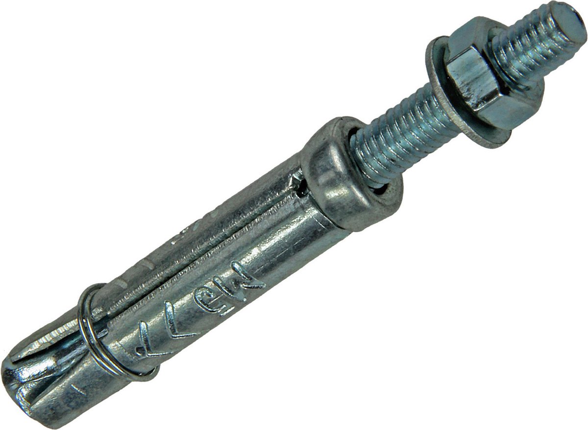 SAM Keilbout met draadeind en moer  - M6 x 75 - Boormaat Ø 10 mm - Verzinkt - 4 stuks
