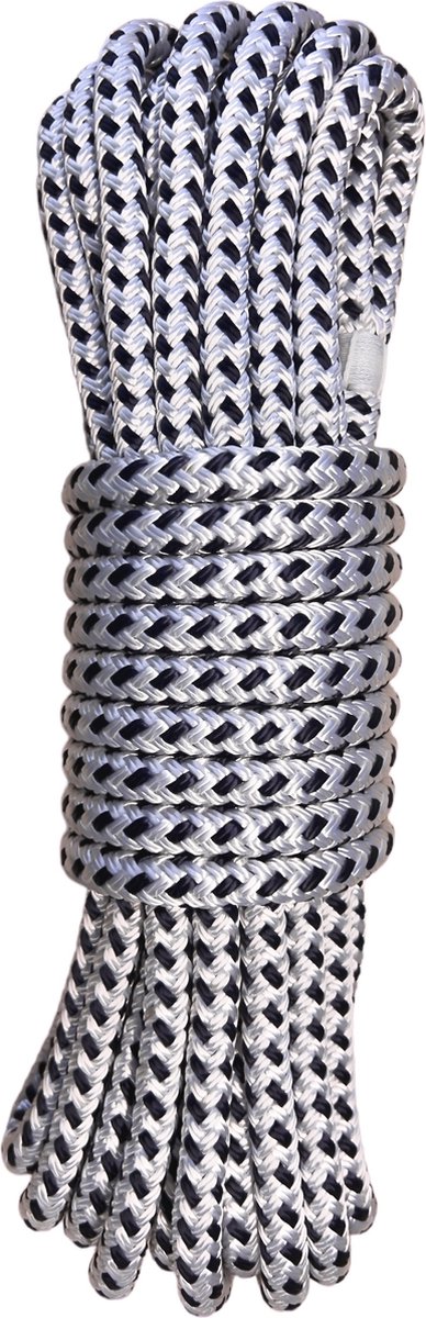 Luxe landvast U-rope 12mmx12m - Wit/Navy