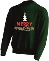 Kerst sweater -  MERRY EVERYTHING  - kersttrui - zwart - medium -Unisex