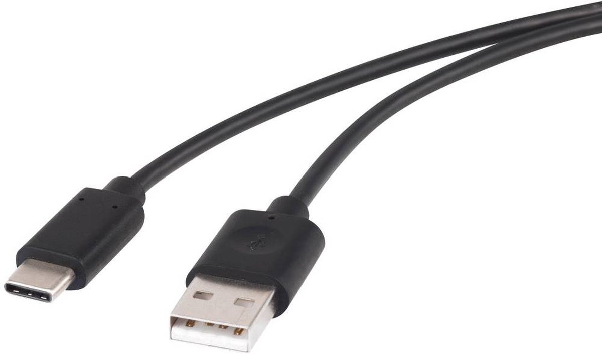 Renkforce RF-4288947 USB-kabel USB 2.0 USB-A stekker, USB-C stekker 1.00 m Zwart Vergulde steekcontacten