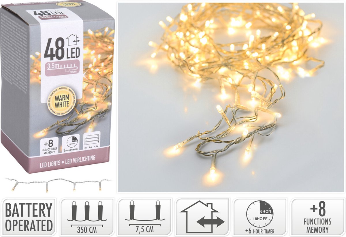 hellum 151718 Lichtsnoer, LED-kaarsen, rood, 30 leds, warmwit, lichtketting voor de kerstboom, binnen, 8,7 m verlicht 2 x 1,5 m voedingskabel groen, kerstboomkaarsen helderheid <59 lm