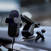 Support de téléphone MikaMax voiture - Chargeur sans fil - Ouverture et fermeture automatiques - Capteur intégré - Ventouse et piquet
