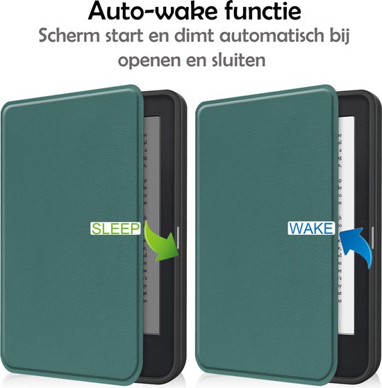 Hoesje Geschikt voor Kobo Clara 2E Hoes Bescherm Hoesje Case Sleep Cover - Hoes Geschikt voor Kobo Clara 2E Hoesje - Donkergroen van Hoesje  — afbeelding 5