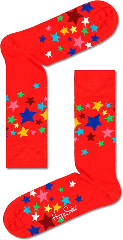 Happy Socks Stars Sock - rood met ster - Unisex - Maat: 41-46