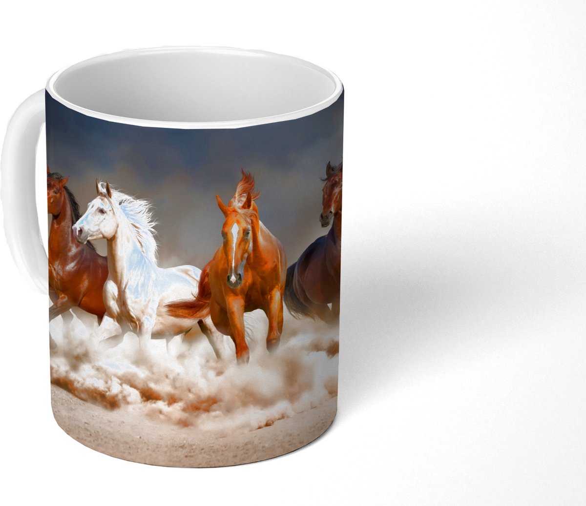 Mok - Koffiemok - Paarden - Dieren - Zand - Stof - Mokken - 350 ML - Beker - Koffiemokken - Theemok