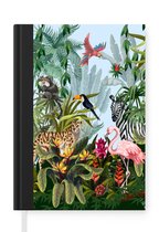 Notitieboek - Schrijfboek - Jungle - Natuur - Jongens - Meisjes - Kinderen - Zebra - Flamingo - Notitieboekje klein - A5 formaat - Schrijfblok