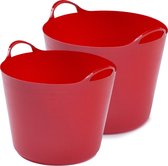 Whitefurze Flexibele emmers - 2x stuks - 14 liter en 26 liter - rood