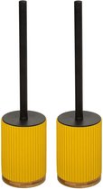 5Five Brosse WC/WC avec support jaune polyrésine/pierre 40 cm - Set 2x pièces