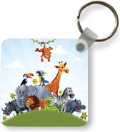 Sleutelhanger - Uitdeelcadeautjes - Jungle - Illustratie - Wilde dieren - Jongens - Meisjes - Kind - Plastic