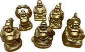 6 stuks Boeddha beeldjes Goudkleurig 3cm hoog