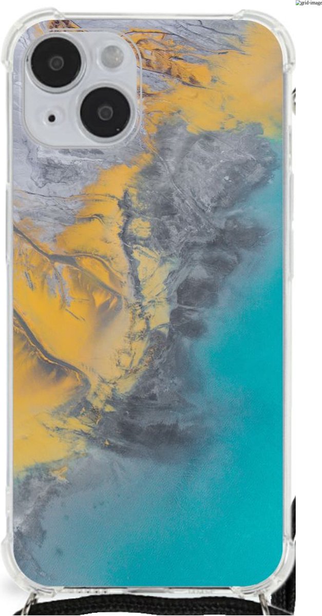 iPhone 14 Plus Anti-Shock Hoesje Marble Blue Gold
