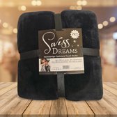Swiss dreams - hoogwaardige kashmir zachte deken - 150x200xm - zwart - fleece deken - plaid