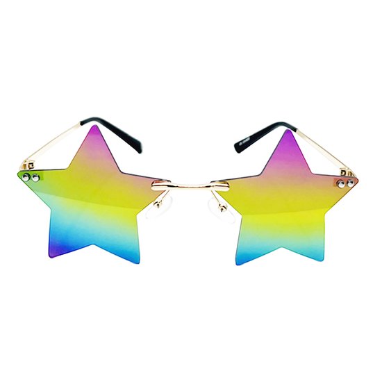 Freaky Glasses - Zonnebril ster - Festivalbril - Glasses - Regenboog spiegelglazen - Heren - Dames - Kunststof - multicolor