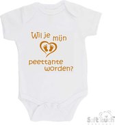 Body au toucher doux "Veux-tu être ma marraine ?" Unisexe Katoen Wit/tan Taille 56/62