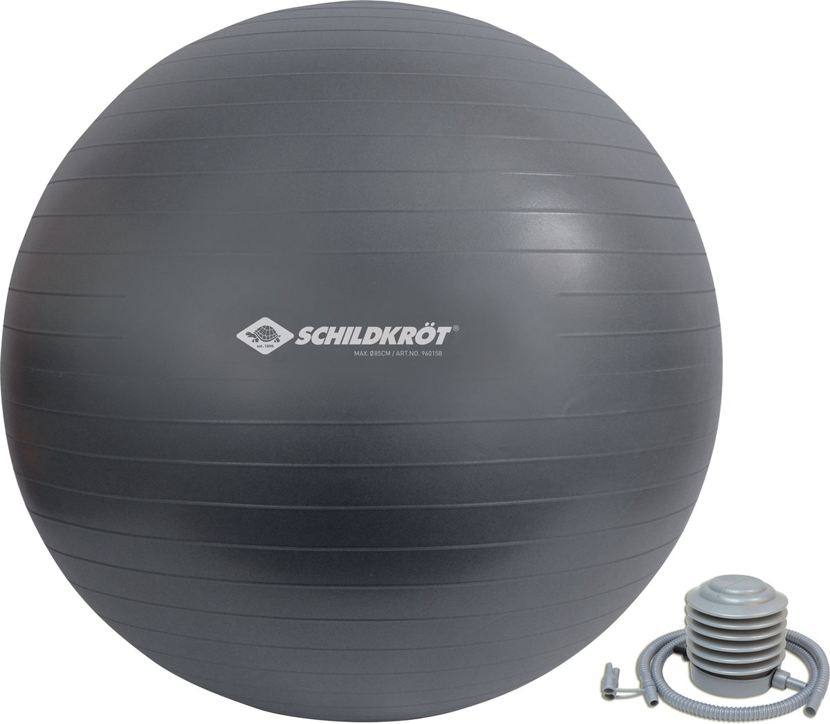 Schildkröt gymnastiekbal / fitnessbal, 85 cm doorsnede, grijs.