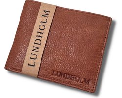 Lundholm leren portemonnee heren bruin topkwaliteit leer, compact model - portefeuille heren RFID anti-skim - compact, dun formaat - cadeau voor man verjaardag cadeautje voor hem | Lundholm Iggesund serie