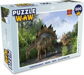 Puzzel Dinosaurus - Berg - Bos - Illustratie - Kinderen - Jongens - Kids - Jongetje - Legpuzzel - Puzzel 500 stukjes
