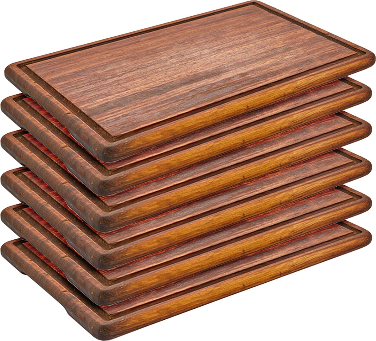 (6 stuks) Iroko houten stheek bord - 40 x 25 cm | GGM Gastro