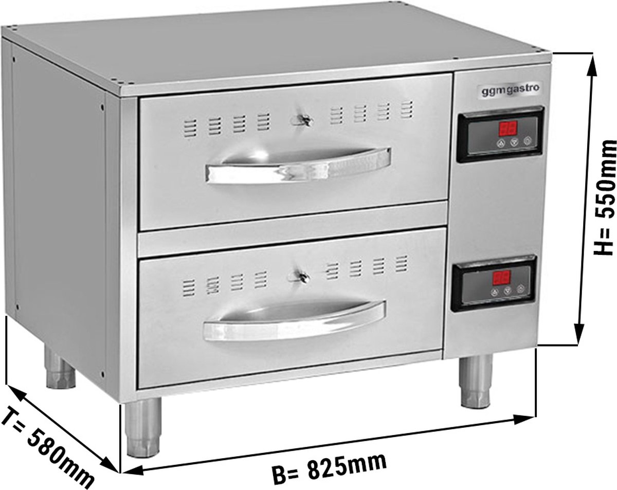 Warmhoudkast met 2 schuifladen - 0,82 m - GN 1/1 | GGM Gastro