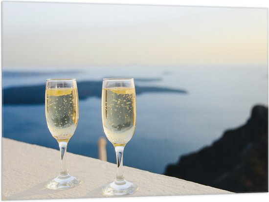 WallClassics - Vlag - Champagne Glazen - 100x75 cm Foto op Polyester Vlag