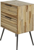 Striped Teak - Nachtkastje - teakhout - 2 lades - metaal - zwart