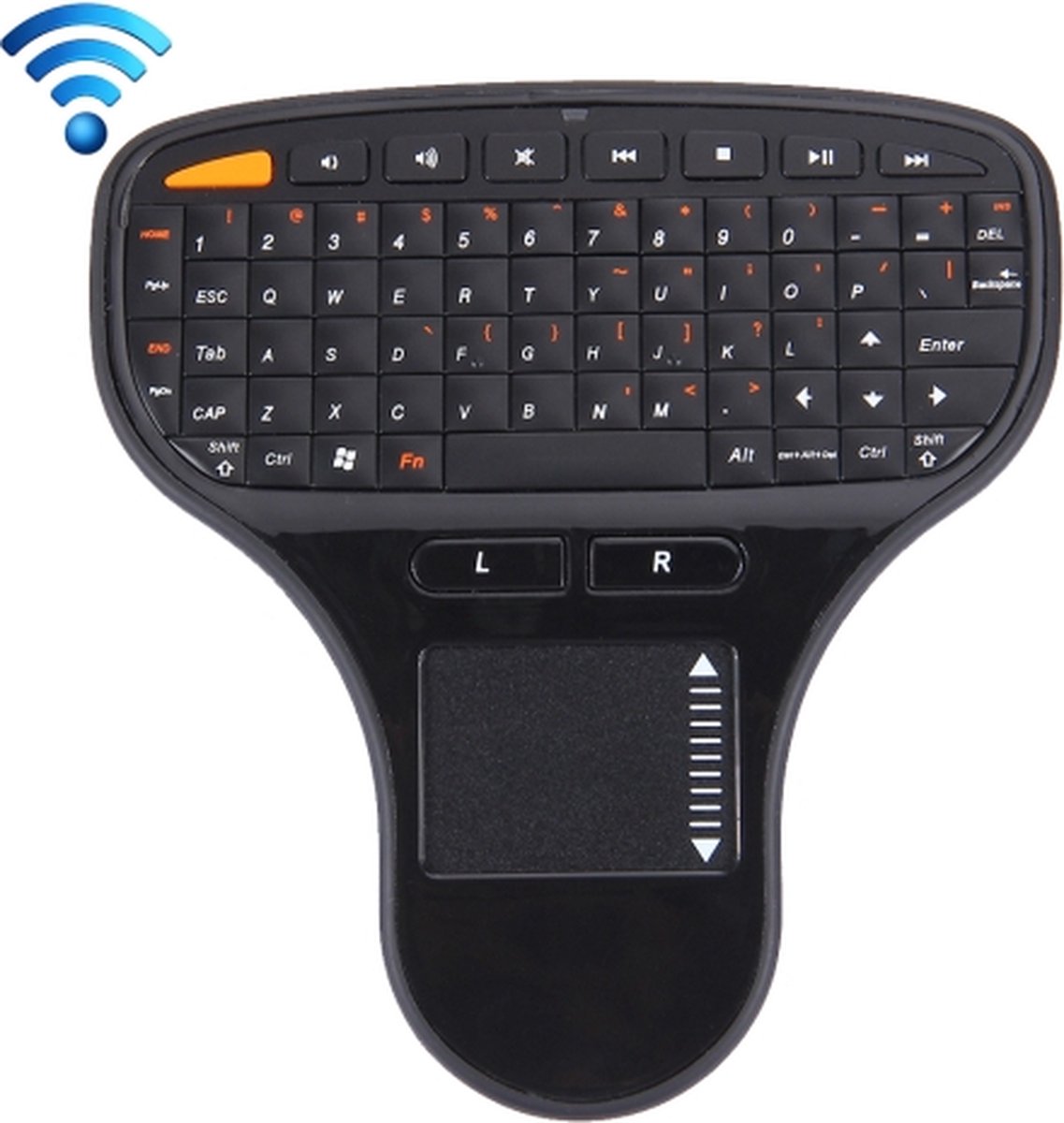 N5903 2,4 GHz Mini draadloos toetsenbord met touchpad & USB Mini-ontvanger, Afmetingen: 127 x 134 x 25 mm (zwart)