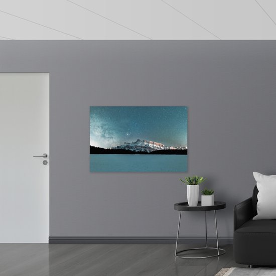 WallClassics - Toile - Montagnes sous le ciel étoilé - 120x80 cm Photo sur toile (Décoration murale sur toile)