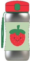 Stainless steel straw bottle -skip hop-aardbei