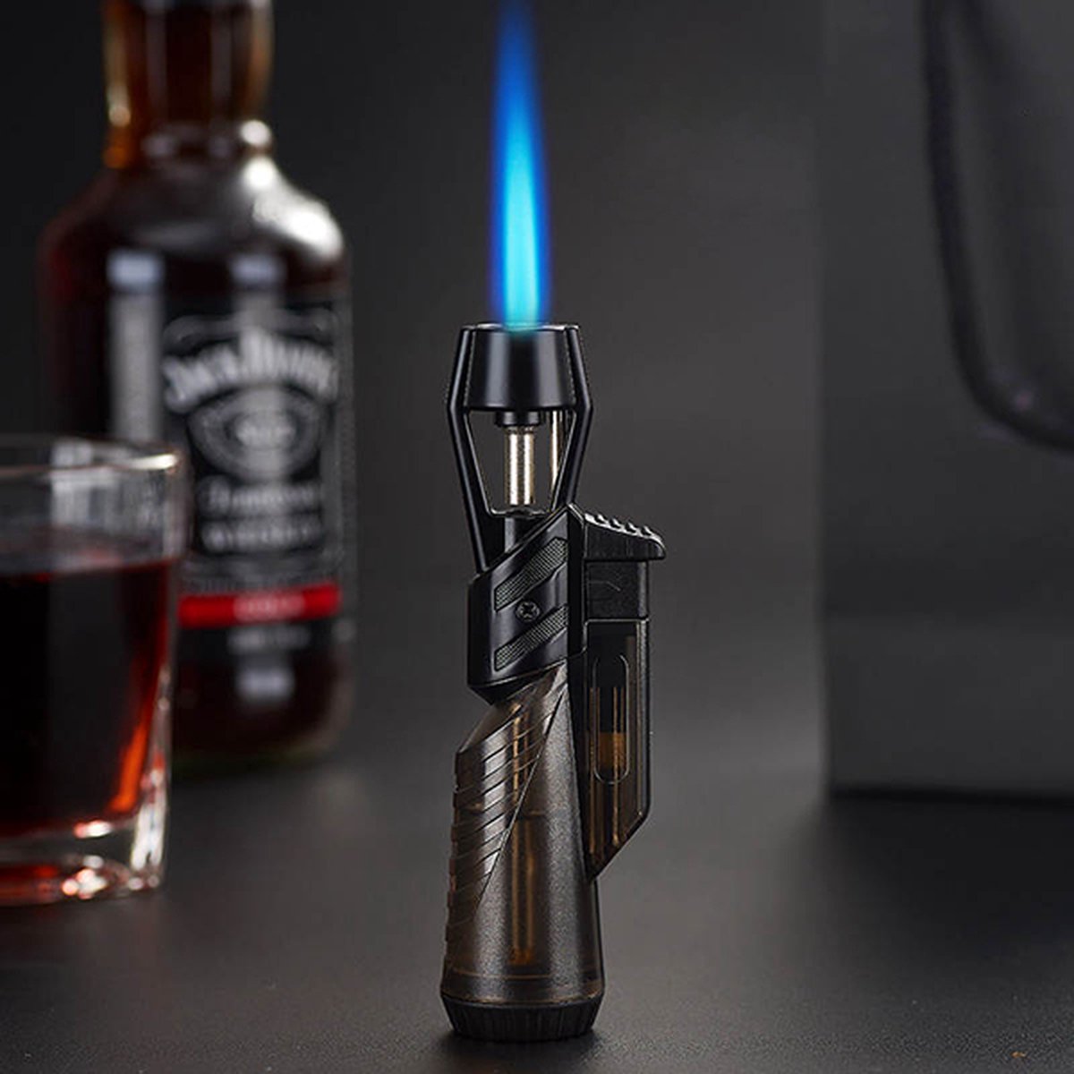 Goedkoopste Debang Jetflame Transparant Zwart - Jetflame Aansteker - Windproof - Stormaansteker