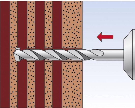 Boor met vier snijkanten boort door gestructureerde wand.