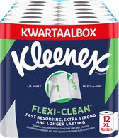 Papier essuie- Kleenex - Rouleau essuie-tout Flexi Clean - 12 rouleaux Maxi XL - Pack économique